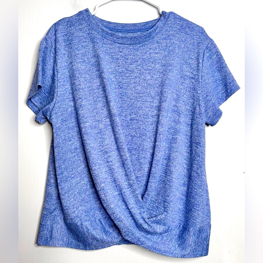 Eddie Bauer Heathered Blue Short-Sleeve Twist Front Tee